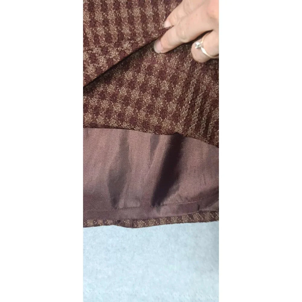 Vintage Travis Ayers Pencil Skirt Size 12 Brown Checkered Plaid Academia Career